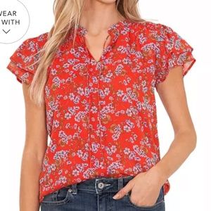 CeCe short sleeve floral blouse. Size S